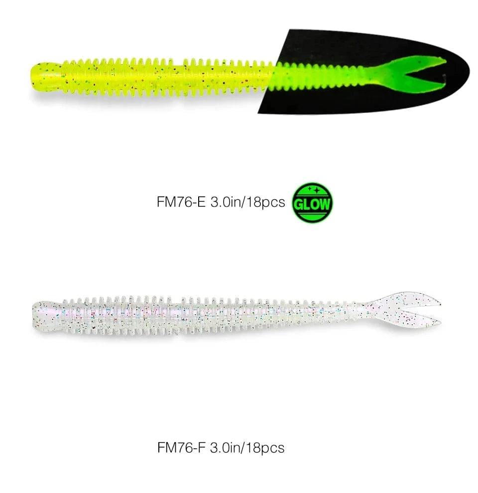 China China TSURINOYA Soft Bait Fishing Lure FLAME 3.0in 1.8g 18pcs Silicone Worm Bass Pike Light Game Fishing Rig Tackle Swimbait