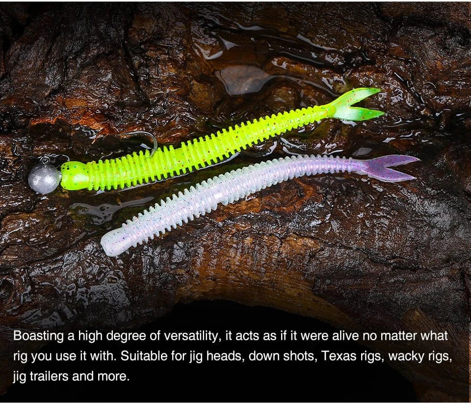 China China TSURINOYA Soft Bait Fishing Lure FLAME 3.0in 1.8g 18pcs Silicone Worm Bass Pike Light Game Fishing Rig Tackle Swimbait