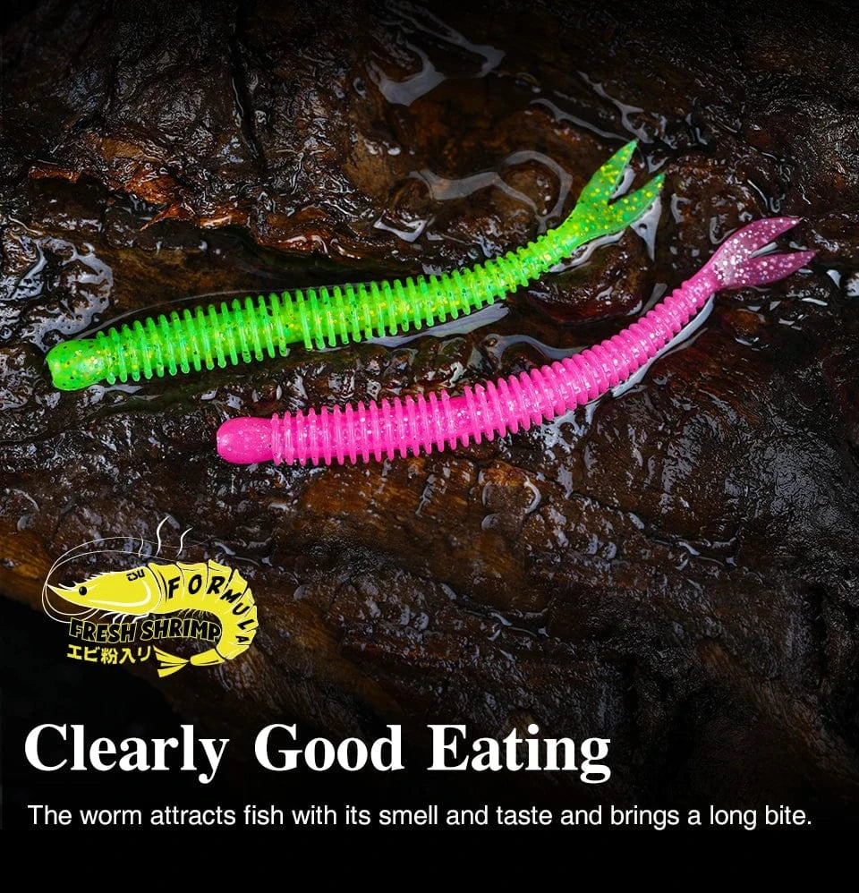 China China TSURINOYA Soft Bait Fishing Lure FLAME 3.0in 1.8g 18pcs Silicone Worm Bass Pike Light Game Fishing Rig Tackle Swimbait
