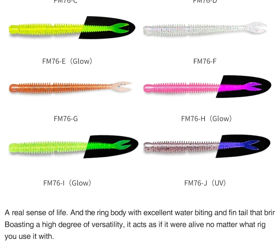 China China TSURINOYA Soft Bait Fishing Lure FLAME 3.0in 1.8g 18pcs Silicone Worm Bass Pike Light Game Fishing Rig Tackle Swimbait