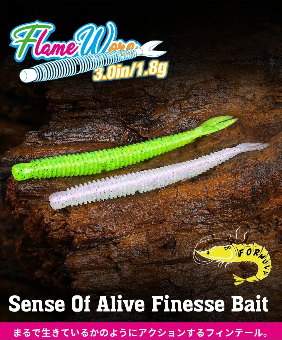 China China TSURINOYA Soft Bait Fishing Lure FLAME 3.0in 1.8g 18pcs Silicone Worm Bass Pike Light Game Fishing Rig Tackle Swimbait