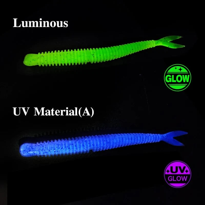 China China TSURINOYA Soft Bait Fishing Lure FLAME 3.0in 1.8g 18pcs Silicone Worm Bass Pike Light Game Fishing Rig Tackle Swimbait