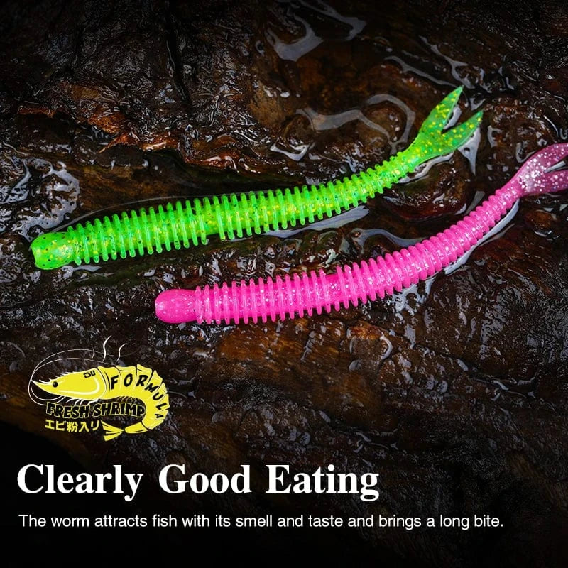 China China TSURINOYA Soft Bait Fishing Lure FLAME 3.0in 1.8g 18pcs Silicone Worm Bass Pike Light Game Fishing Rig Tackle Swimbait