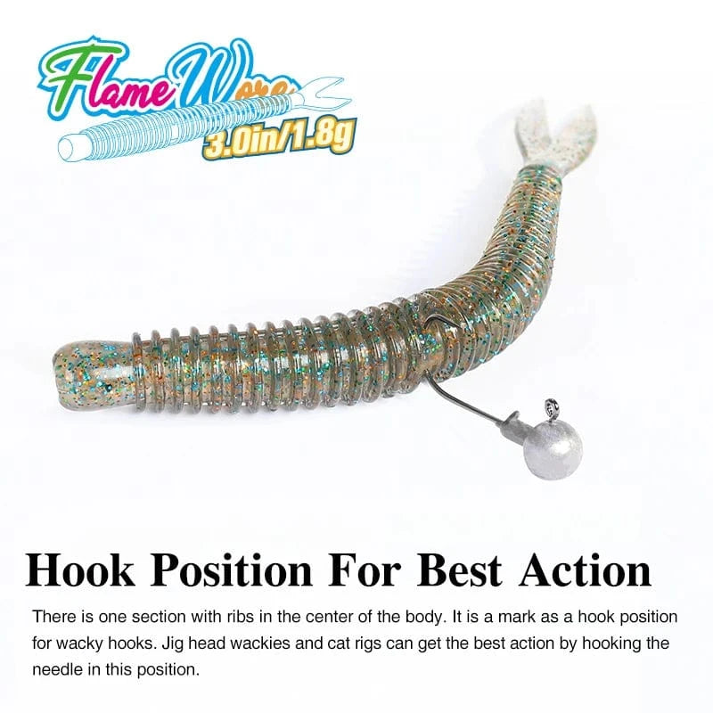 China China TSURINOYA Soft Bait Fishing Lure FLAME 3.0in 1.8g 18pcs Silicone Worm Bass Pike Light Game Fishing Rig Tackle Swimbait