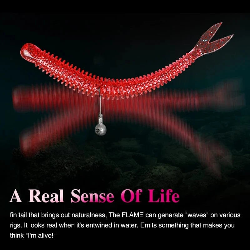 China China TSURINOYA Soft Bait Fishing Lure FLAME 3.0in 1.8g 18pcs Silicone Worm Bass Pike Light Game Fishing Rig Tackle Swimbait