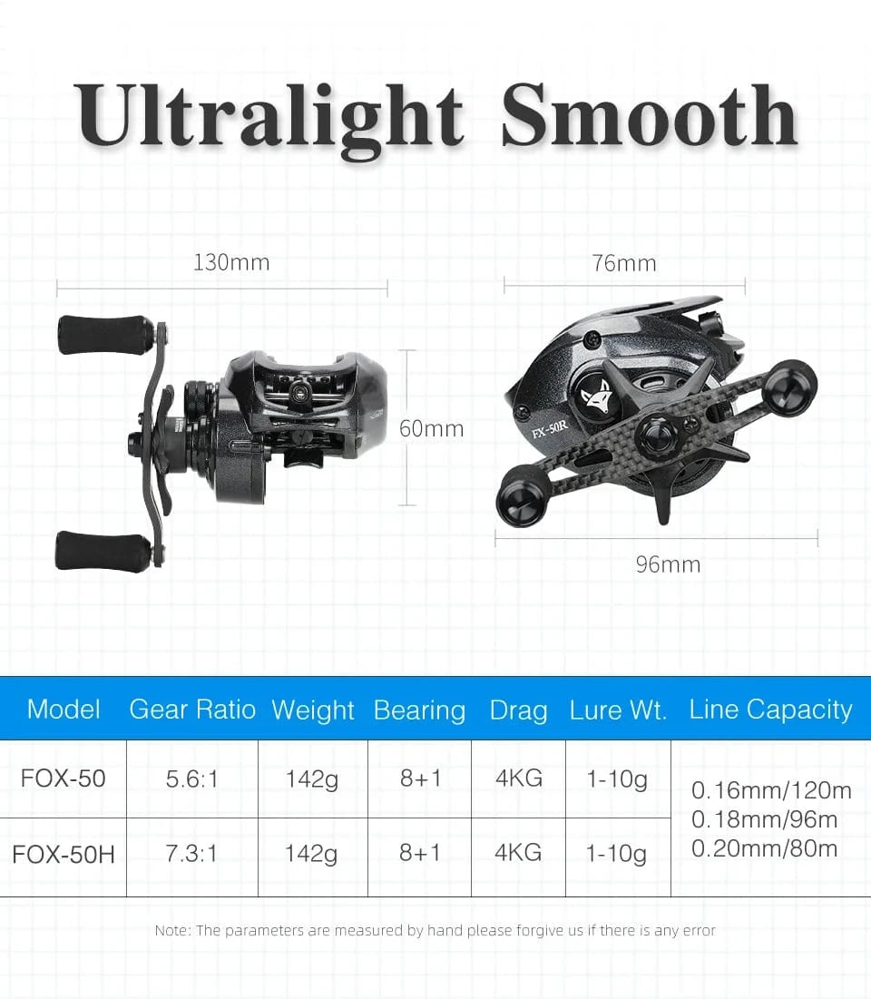 China China TSURINOYA Spirit Fox 50 Bait Finesse System Baitcasting Fishing Reel 7.3:1 Gear Ratio Carbon Fishing Coil For Light Game Trout