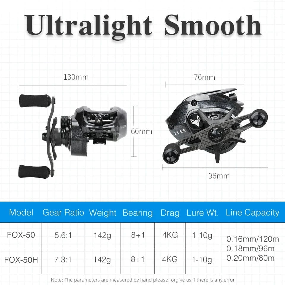 China China TSURINOYA Spirit Fox 50 Bait Finesse System Baitcasting Fishing Reel 7.3:1 Gear Ratio Carbon Fishing Coil For Light Game Trout