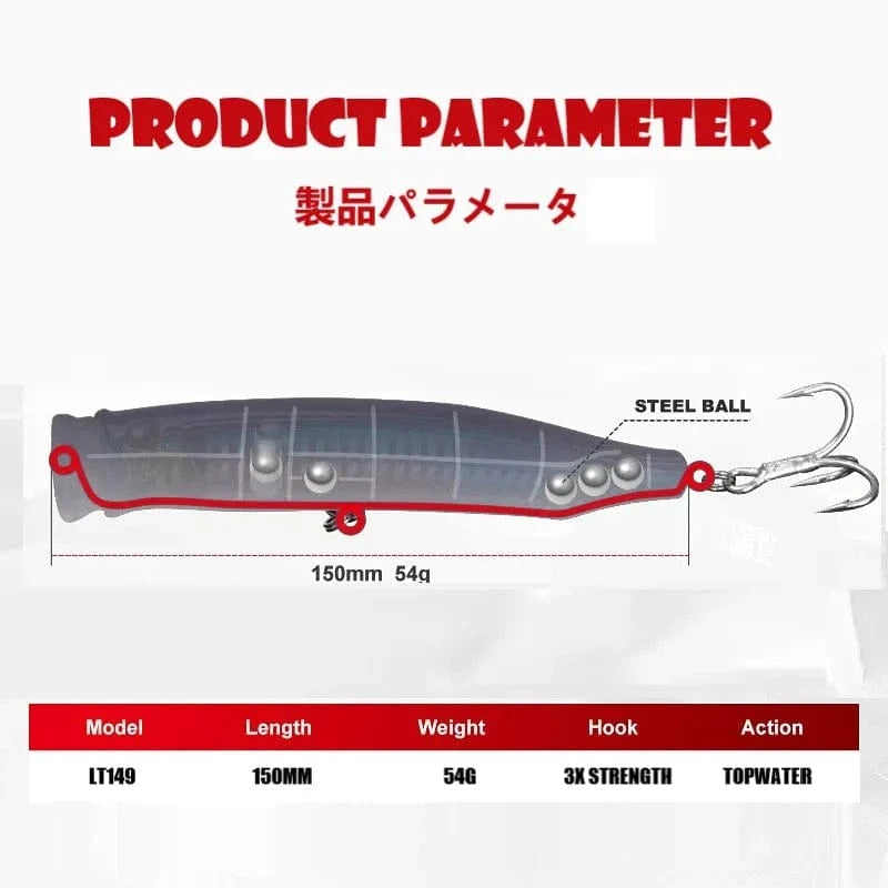 China China TSUYOKI Topwater lure Feed Popper Fishing 150mm 54g Spinning Bait Trolling Fishing Bass Tackle House Big Game Tuna Gt Lures