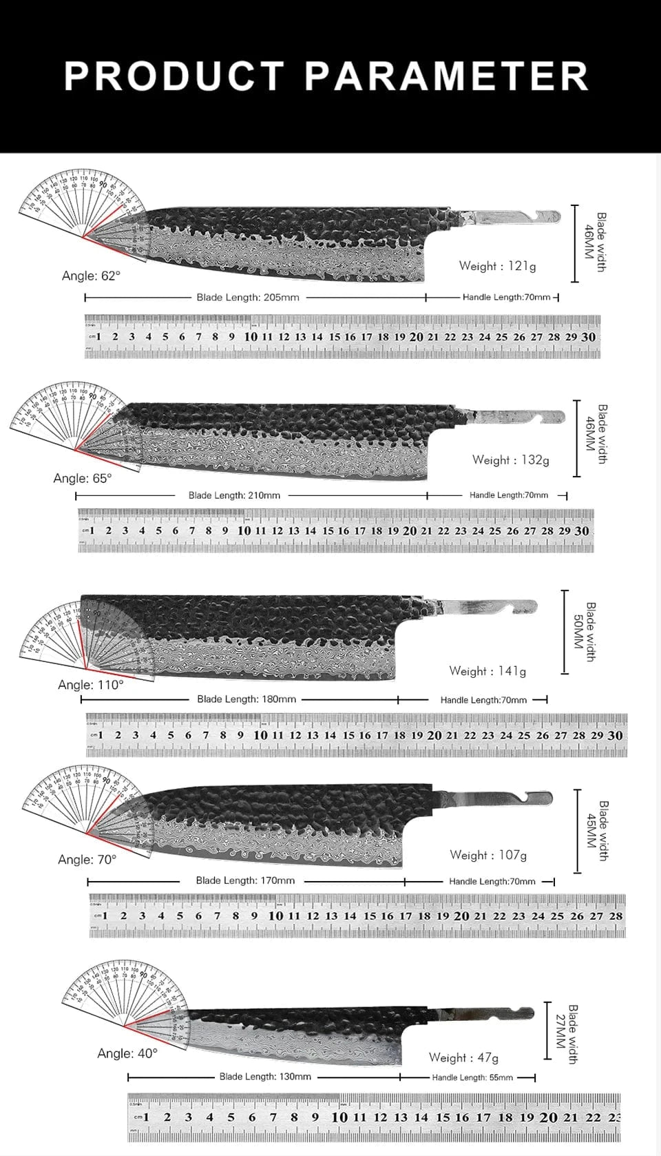 China China TURWHO 1-5 Pieces Japanese Chef Knives