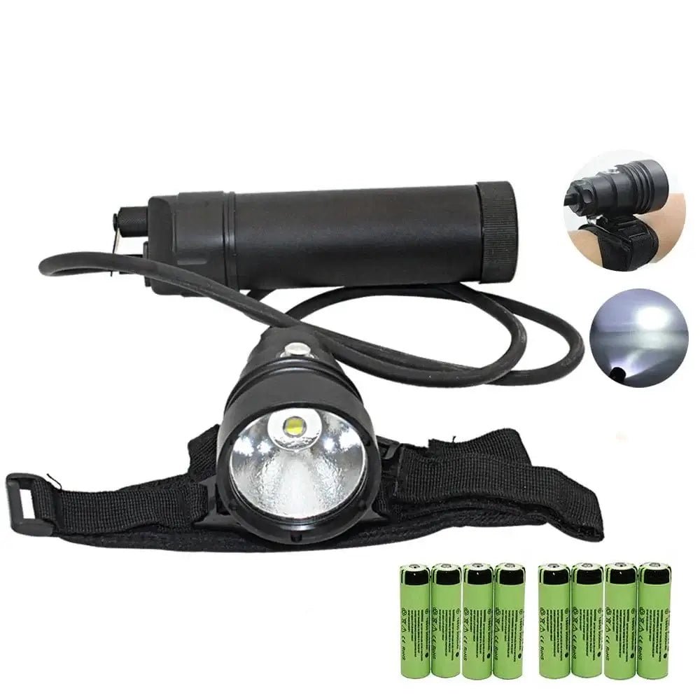 China China Underwater XHP70 LED Diving flashlight Waterproof Split wrist Led light Scuba dive Torch Lamp Light USE 4x 18650 Battery