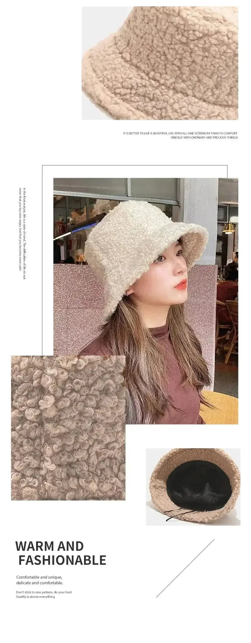 China China Unisex Harajuku Bucket Hat Solid Men Fishing Fisherman Hat Autumn Winter Lamb Wool Outdoor Warm Panama Cap For Women