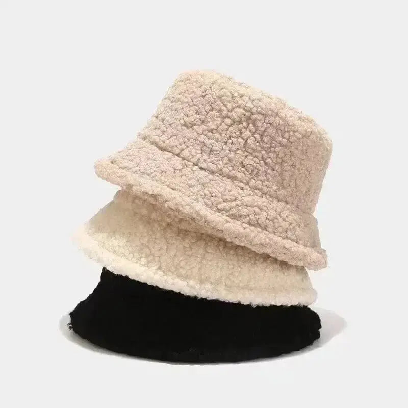 China China Unisex Harajuku Bucket Hat Solid Men Fishing Fisherman Hat Autumn Winter Lamb Wool Outdoor Warm Panama Cap For Women