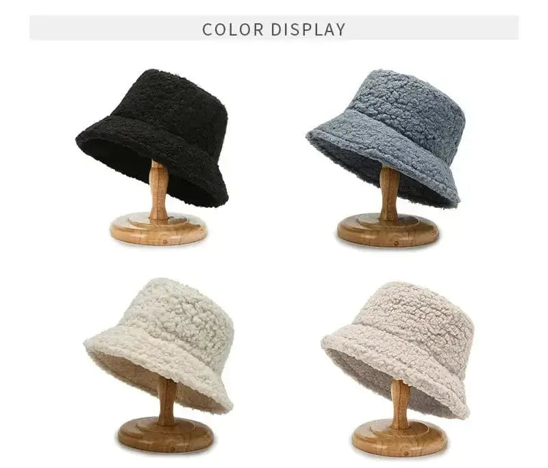 China China Unisex Harajuku Bucket Hat Solid Men Fishing Fisherman Hat Autumn Winter Lamb Wool Outdoor Warm Panama Cap For Women