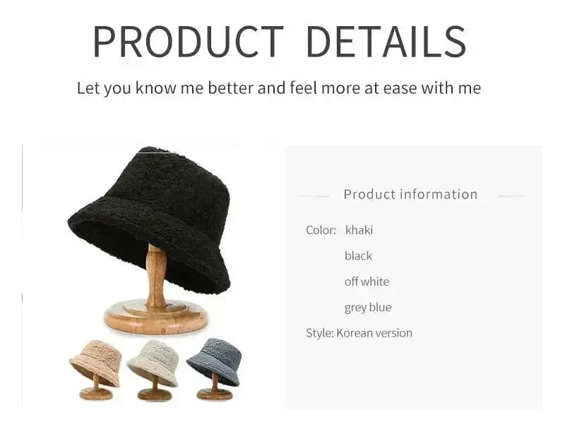 China China Unisex Harajuku Bucket Hat Solid Men Fishing Fisherman Hat Autumn Winter Lamb Wool Outdoor Warm Panama Cap For Women