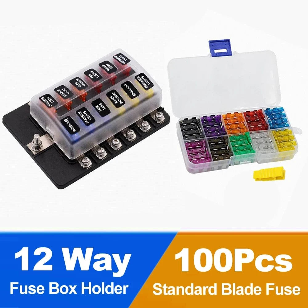 China China Universal 12Ways Car Blade Holder Fuse Box With LED Indicator Light 12V 32V Screw Binding Post Fuse For Car Boat Marine