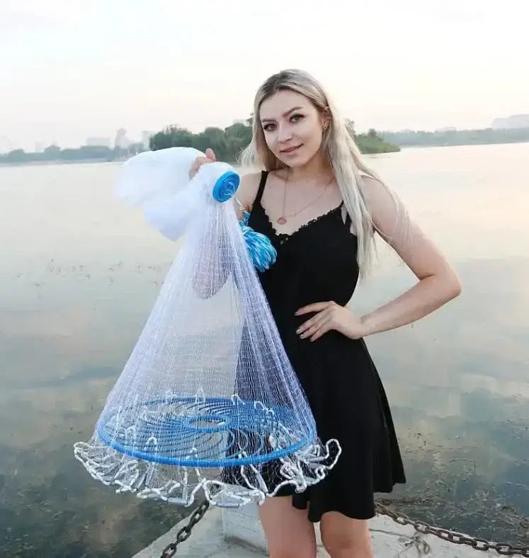 China China USA Style Easy Throw Cast Nets Strong Line Catch Fishing Net With Disc Small Mesh Hand Throw Network Outdoor Hunting Tool