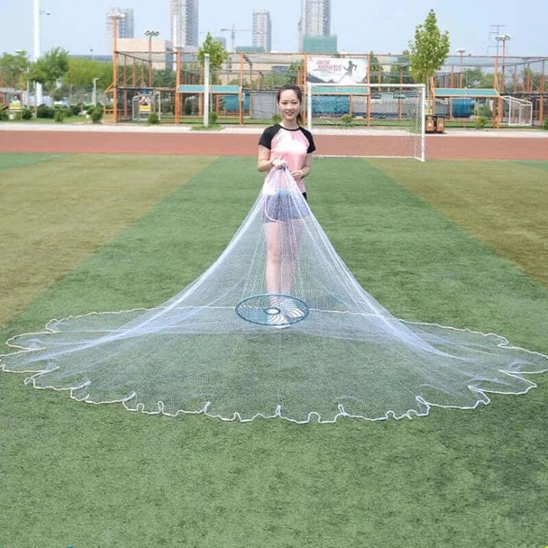 China China USA Style Easy Throw Cast Nets Strong Line Catch Fishing Net With Disc Small Mesh Hand Throw Network Outdoor Hunting Tool