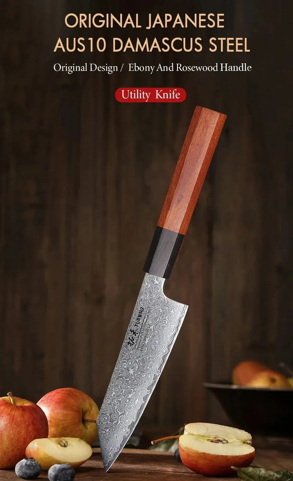 China China Utility knife / 5 inch TURWHO 5" Kitchen Utility Knife Japanese Hand Forged Damascus Steel Chef Knives Vegetable Meat Peeling Fruit Knife Cooking Tools