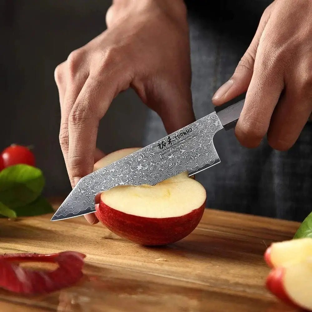 China China Utility knife / 5 inch TURWHO 5" Kitchen Utility Knife Japanese Hand Forged Damascus Steel Chef Knives Vegetable Meat Peeling Fruit Knife Cooking Tools