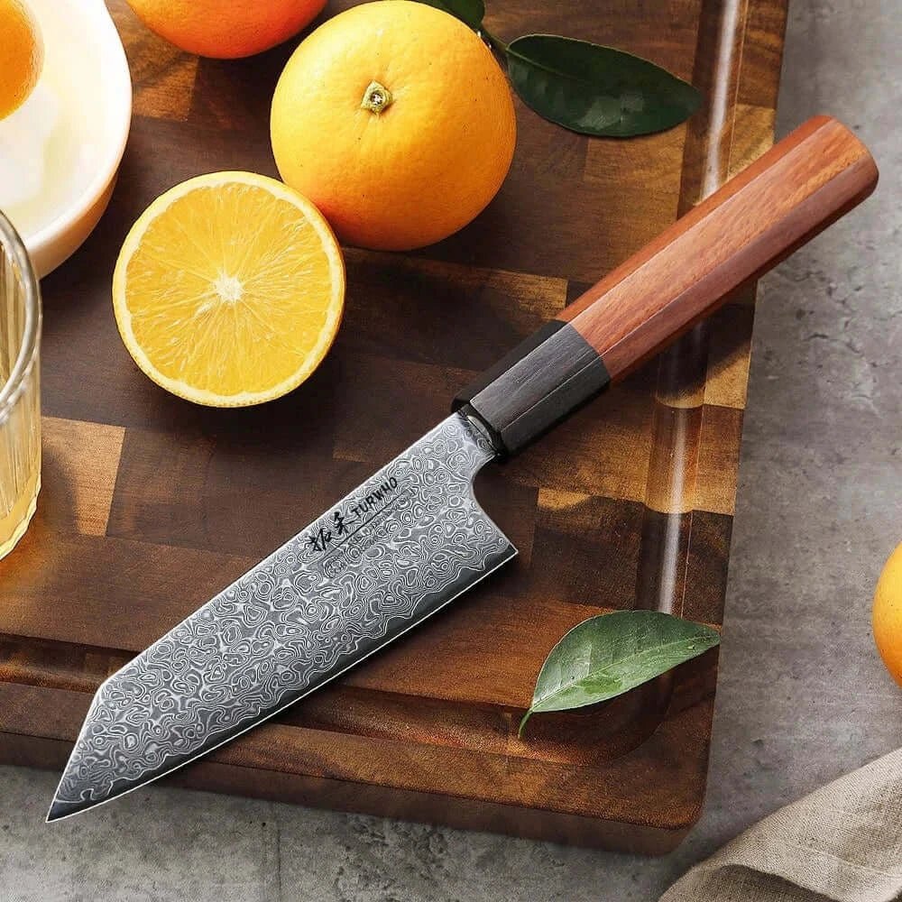 China China Utility knife / 5 inch TURWHO 5" Kitchen Utility Knife Japanese Hand Forged Damascus Steel Chef Knives Vegetable Meat Peeling Fruit Knife Cooking Tools