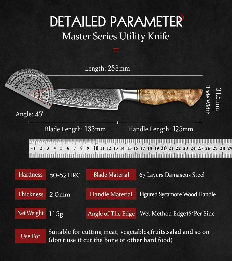 China China utilityknife / 5 inch HEZHEN 5 inch Utility Knife Real 67 Layer Damascus Super Steel Super Cook Knife Pretty Peeling Knife Super Sharp Kitchen Knife