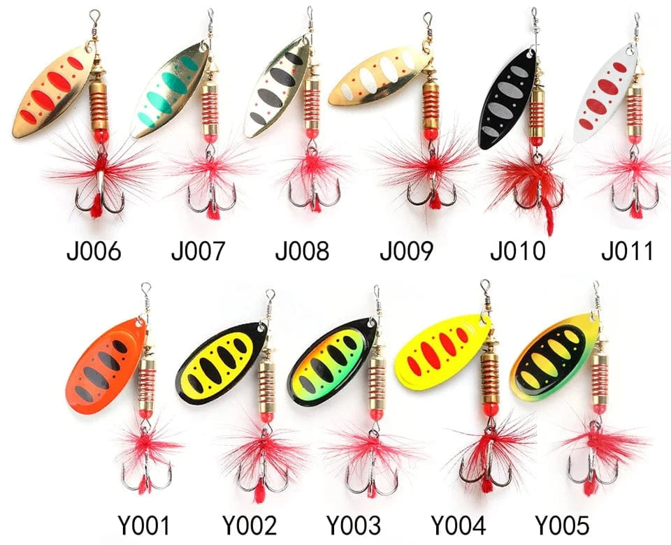 China China W.P.E New Spinner Lure 4pcs/lot 22 color 6.5g/10g/13.5g Hard Lure Spoon Fishing Lure with Treble Hook Metal Fishing Tackle Pesca