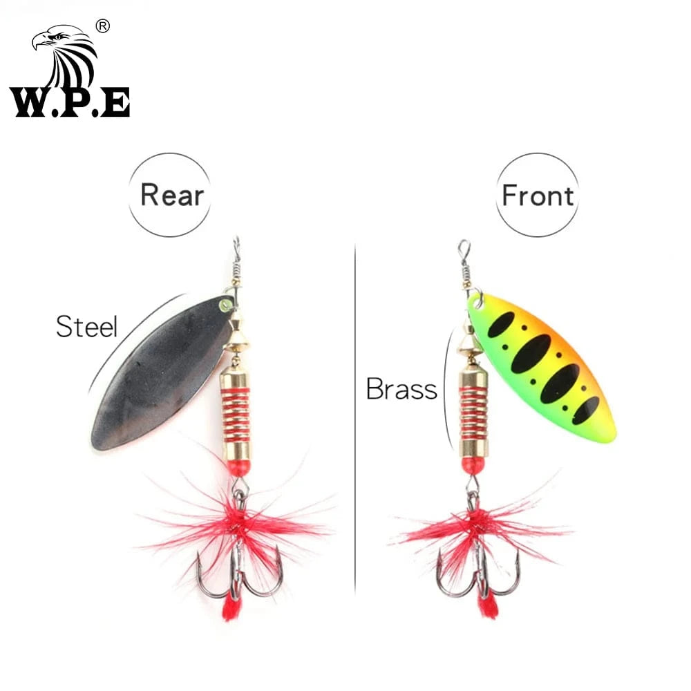 China China W.P.E New Spinner Lure 4pcs/lot 22 color 6.5g/10g/13.5g Hard Lure Spoon Fishing Lure with Treble Hook Metal Fishing Tackle Pesca