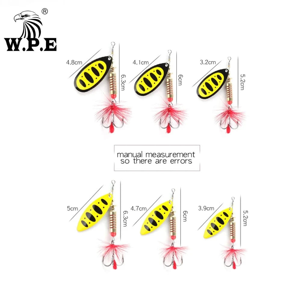 China China W.P.E New Spinner Lure 4pcs/lot 22 color 6.5g/10g/13.5g Hard Lure Spoon Fishing Lure with Treble Hook Metal Fishing Tackle Pesca