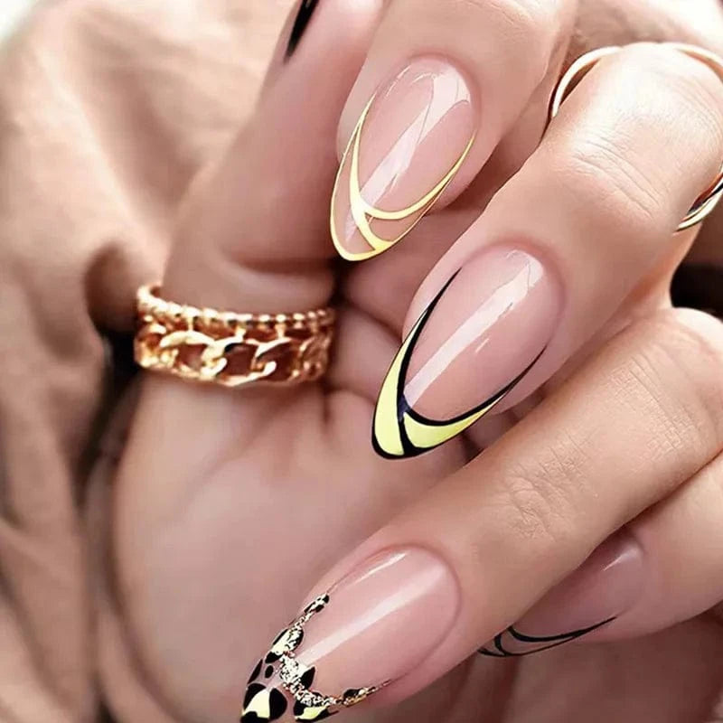 China China W238 24pcs Light Green Stripe Gradient Wearing Fake Nails Seamless Removable Full Cover Long False Nails Press On Nails With Designs