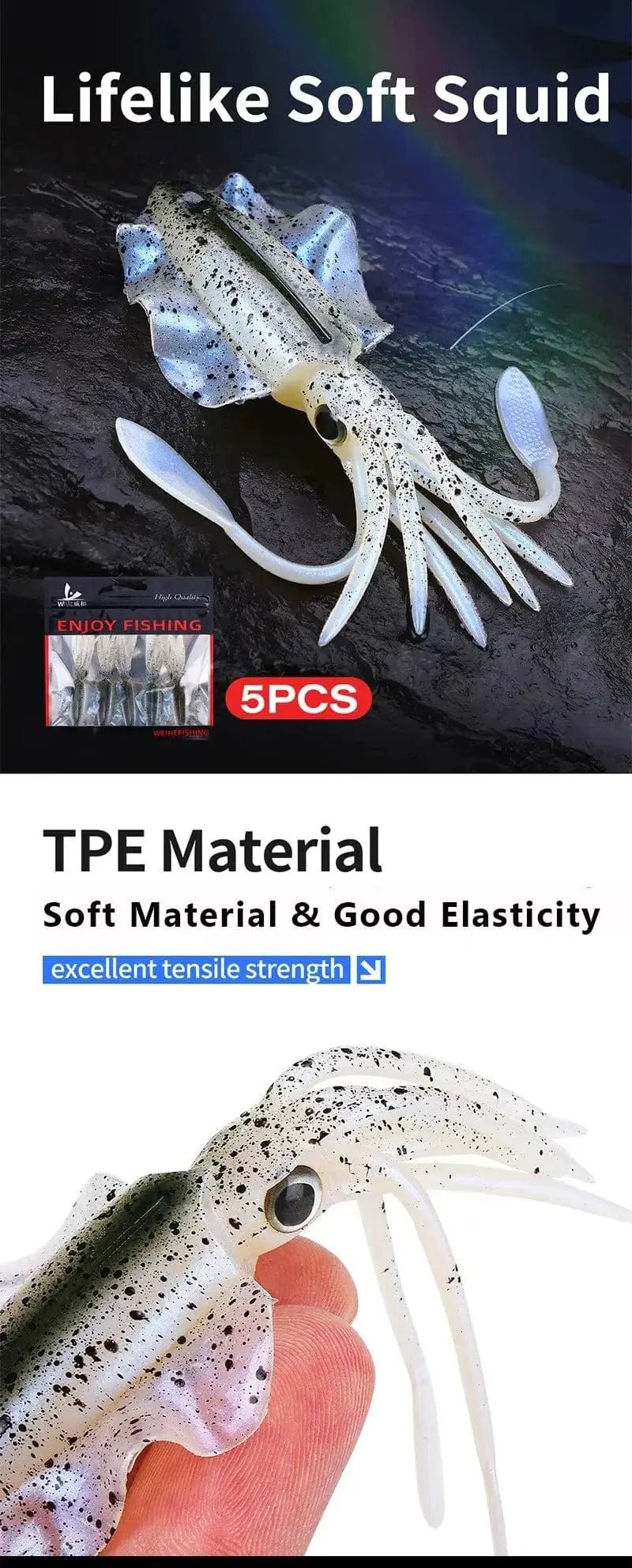China China WEIHE （5pcs） 7cm/2g 10.5cm/7g soft fishing lure squid fishing bait lifelike octopus TPE swimbait for saltwater