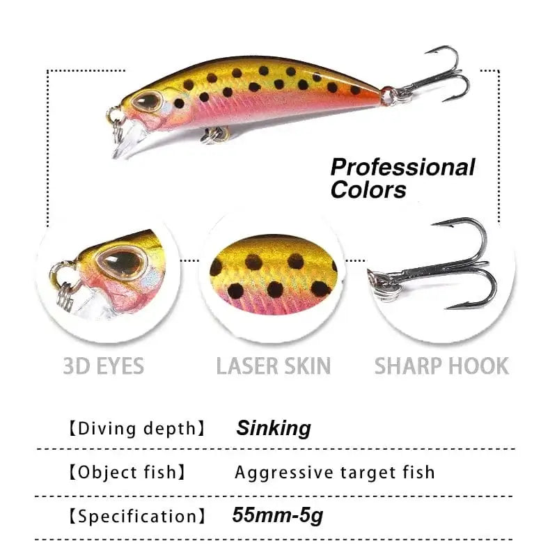China China WESTBASS 1PX Micro Minnow Lure 55mm-5g Sinking Fishing Lure Trolling Swimbait Wobbler Artificial Hard Jerkbait Bass Isca Pesca
