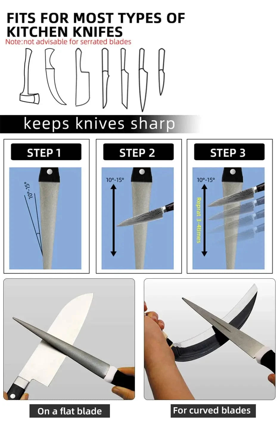 China China Whetstone Stone Diamond Knife Sharpener Knife Sharpening Curved Surface for Knife Scissors Honing Bar Kitchen Grinding Tool