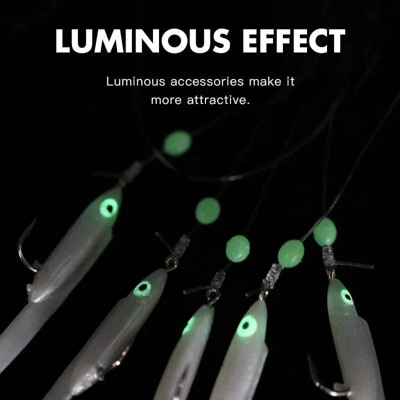 China China white-1 set 1 Set Cluster Soft Lure Luminous Eel Sabiki Rigs String Hooks Lure Fishes Saury Squid Mackerel Scad Saltwater Fishing Tackle