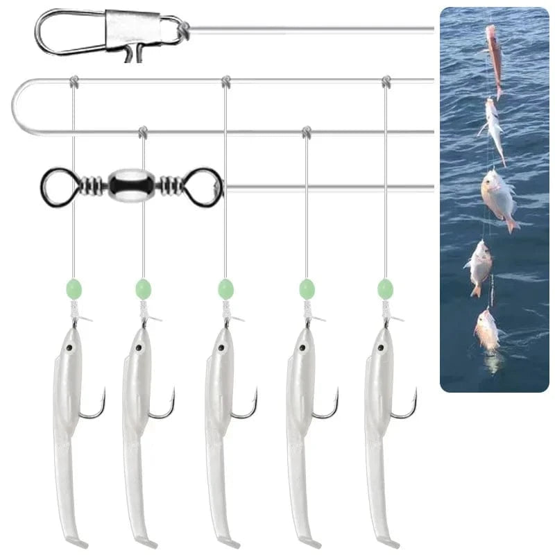 China China white-1 set 1 Set Cluster Soft Lure Luminous Eel Sabiki Rigs String Hooks Lure Fishes Saury Squid Mackerel Scad Saltwater Fishing Tackle