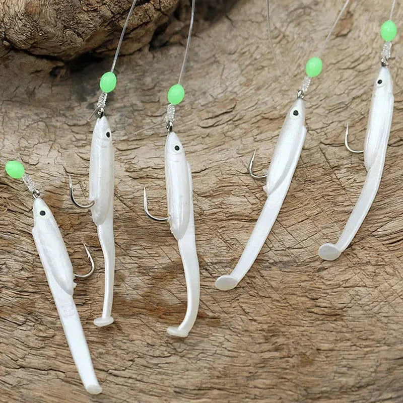 China China white-1 set 1 Set Cluster Soft Lure Luminous Eel Sabiki Rigs String Hooks Lure Fishes Saury Squid Mackerel Scad Saltwater Fishing Tackle