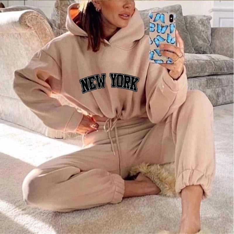 China China Womens 2 Pieces Suit Hooded Print Pullover Tracksuit Set Drawstring Short Sweatshirts Casual Sweatpants Sports Home Clothing