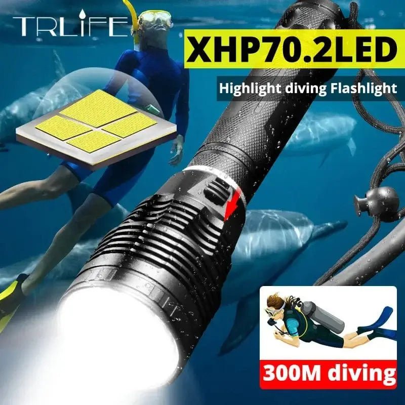 China China XHP70.2 Diving Flashight 26650 IPX8 Waterproof Scuba Divi Lamp Lanterna Amphibious Powerful Aluminum Torch Underwater for Diver