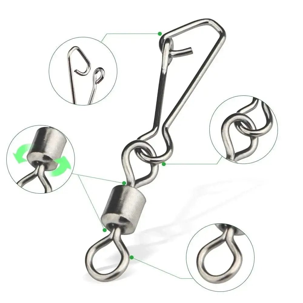 China China XIAOSHU 10-50PCS Pike Fishing Accessories Connector Pin Bearing Rolling Swivel Stainless Steel Snap Fishhook Lure Swivels Tackle