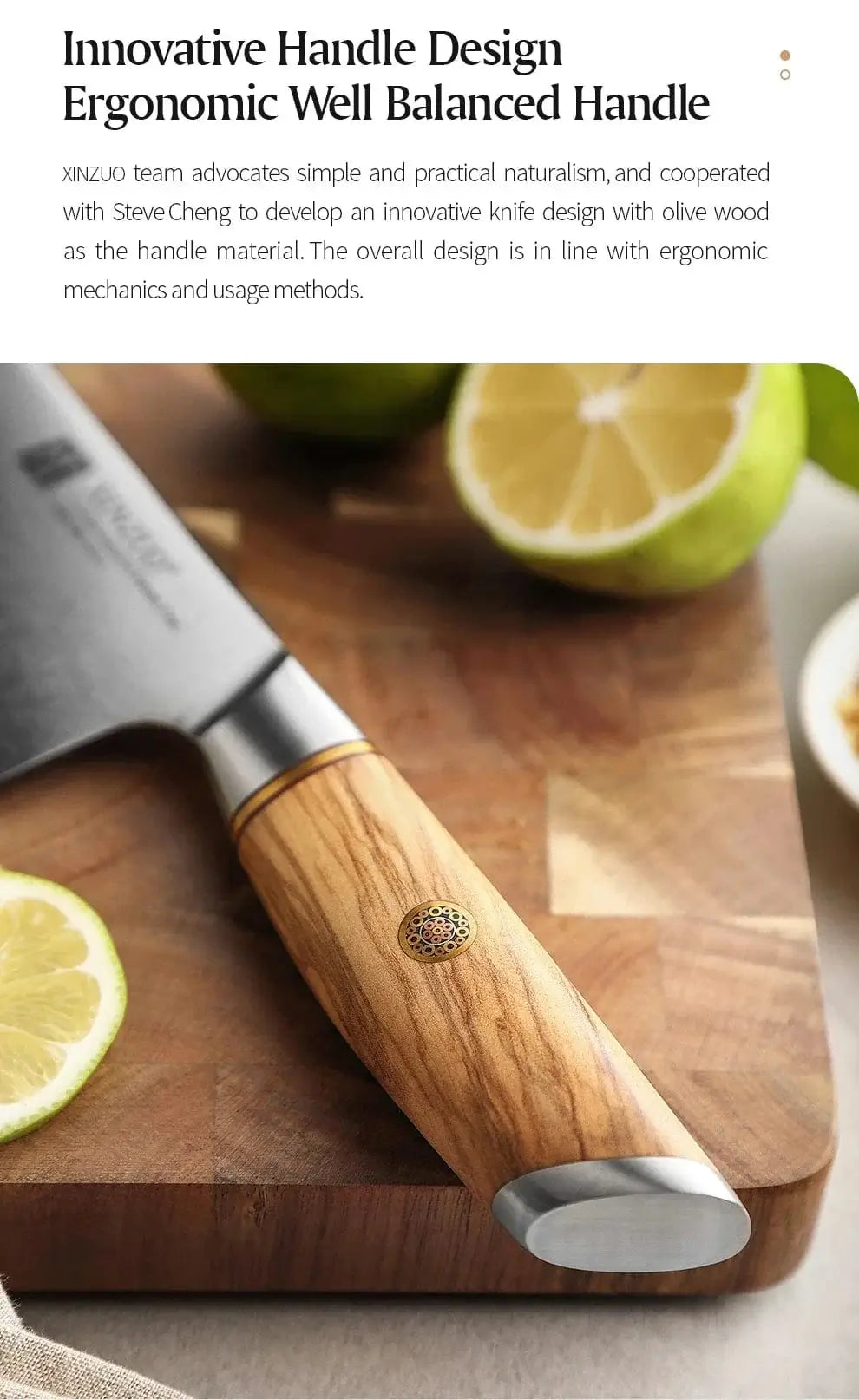 China China XINZUO 1-8pcs Kitchen Knife Set 73 Layers Custom Damascus Steel 15°±1 Per Side Steel Blade with Olive Wood Handle