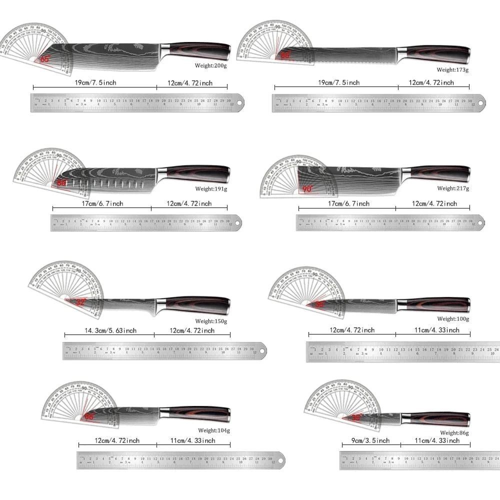 China China XITUO Kitchen Knife Set 1-9PCS,7Cr17Mov Stainless Steel Sharp Chef Knife Santoku Knife Fruit knife Ergonomic Pakkawood Handle