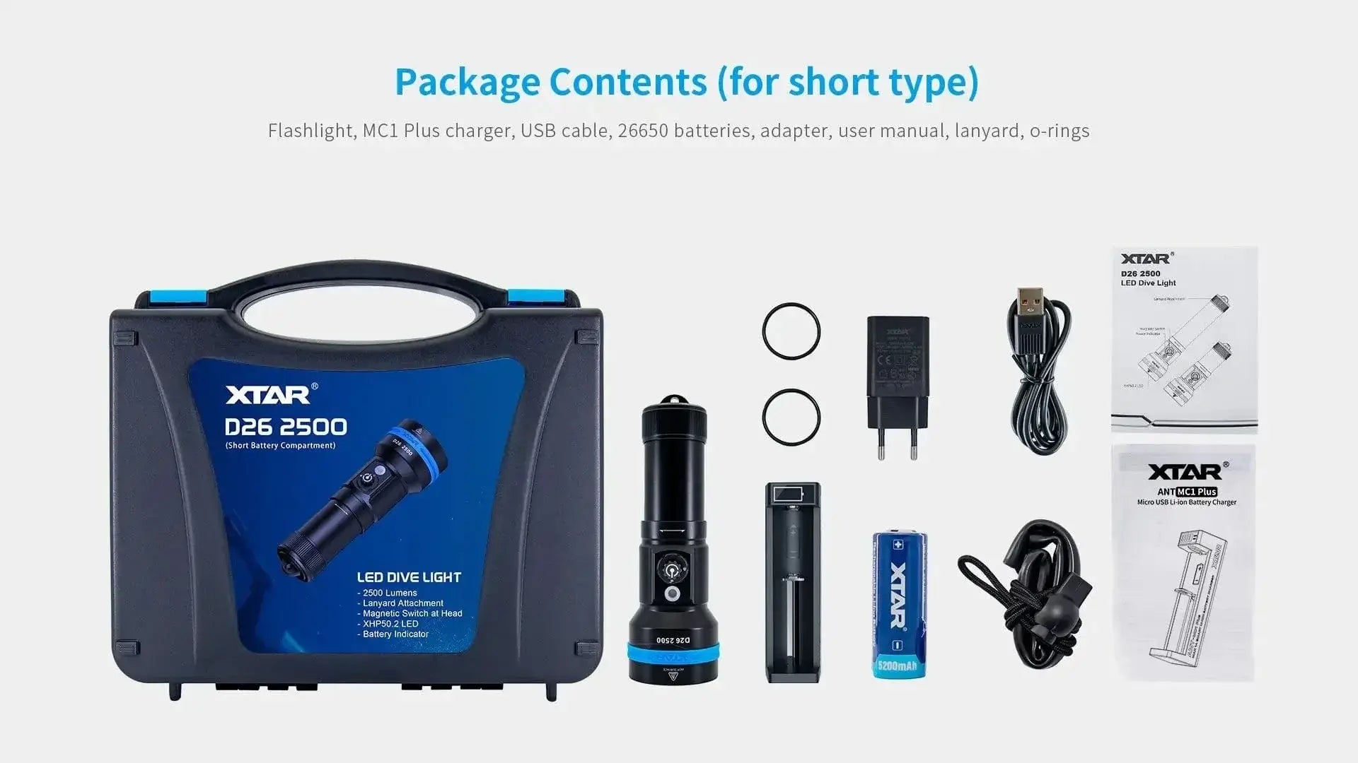 China China XTAR D26 2500 Diving Flashlight 2500 Lumen Beam Distance 320 Meter Magnetic Switch Torch 100 Meter Diving Depth