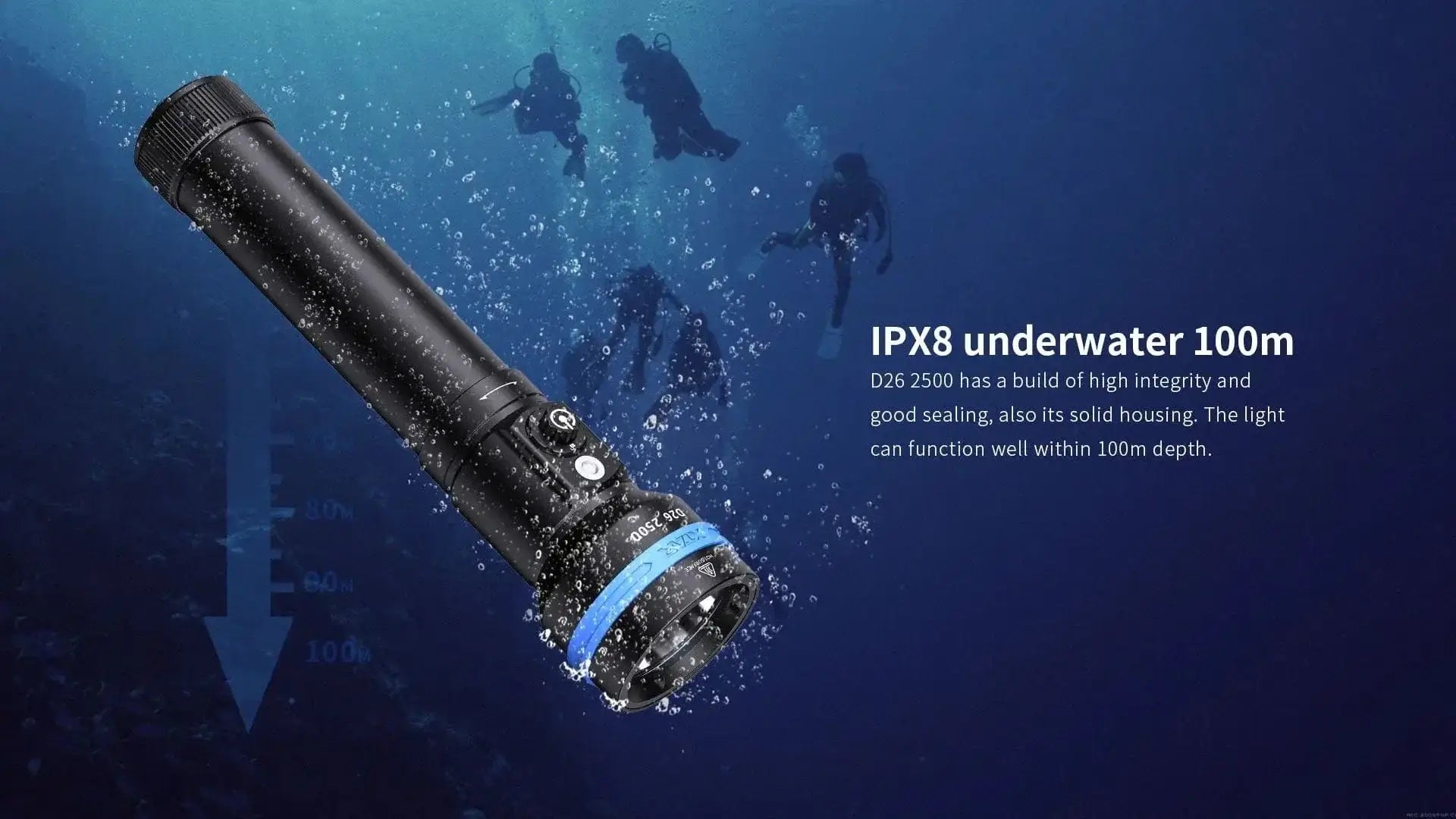 China China XTAR D26 2500 Diving Flashlight 2500 Lumen Beam Distance 320 Meter Magnetic Switch Torch 100 Meter Diving Depth