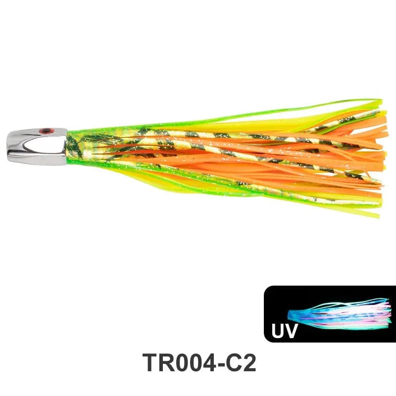 China China yellow 1pc 20.5cm 76g Trolling Lure Bait Copper Head Octopus Squid Skirt Bait Big Game Drag Fishing Marlin Tuna Pesca Hard Bait