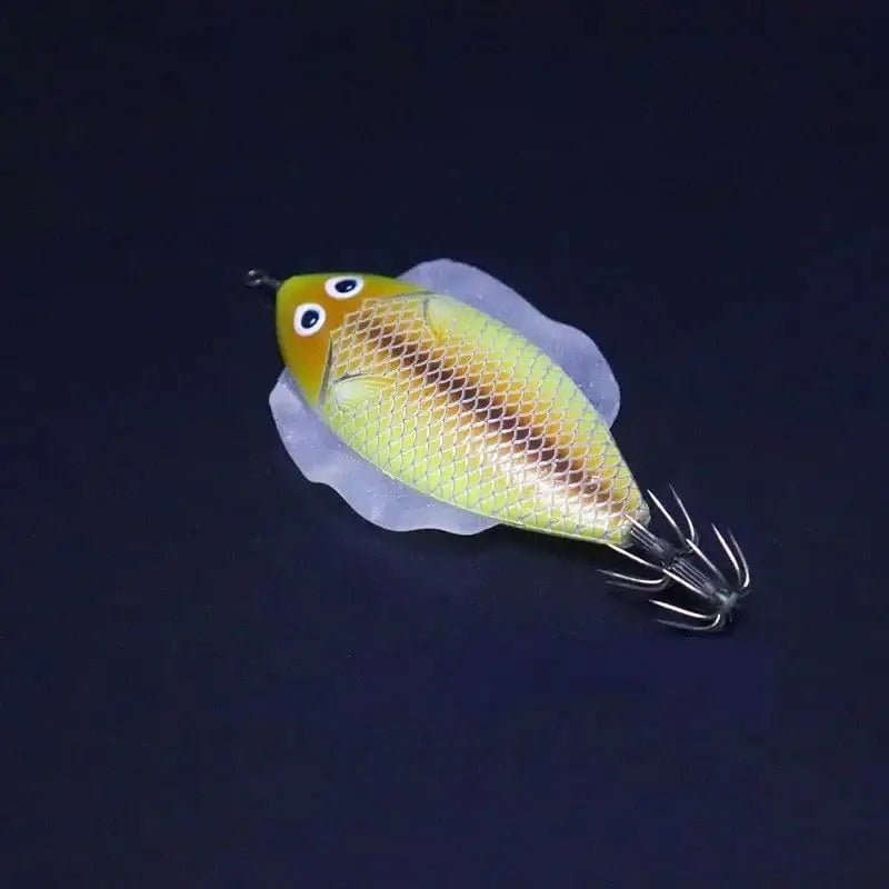 China China yellow / 1pcs-11cm-14g AS Hard Bait Glow Shrimp Hook Life like fish Crowns 14g/11cm Squid Jigs Sea Fishing Lure Set Artificial Cuttlefish Octopus