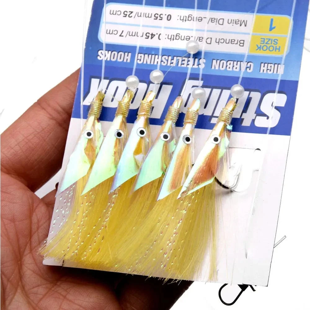 China China Yellow JYJ 10packs artificial fish skin sabiki lure carp fishing baits rainbow color fish skin sabiki fake bait for Spanish mackerel