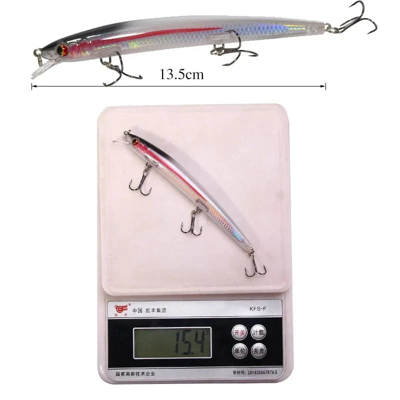 China China YUCONG 1PC Floating Minnow Bait 135mm-15.4g Silent Fishing leurre Long Casting Hard Wobbler Lure Laser Skin cebo duro fisching