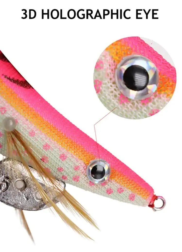 China China ZYZ  Squid Bait 2.5# 3.0# 3.5# 4.0# Luminous Octopus Hook Wood Shrimp Lures Simulation Sea Fishing Lure  Jigs Tackle