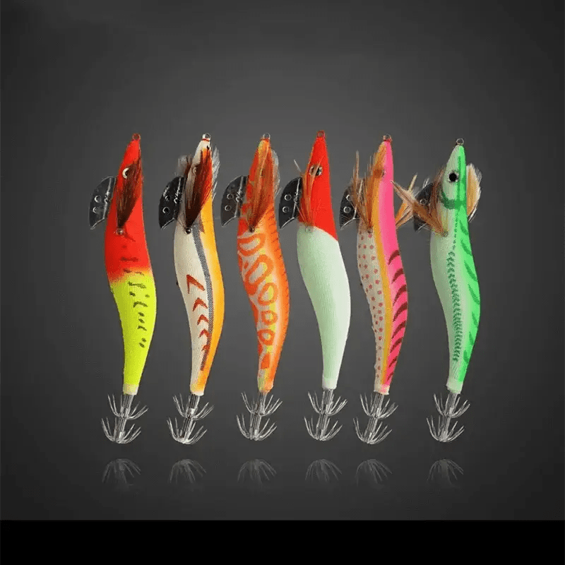 China China ZYZ  Squid Bait 2.5# 3.0# 3.5# 4.0# Luminous Octopus Hook Wood Shrimp Lures Simulation Sea Fishing Lure  Jigs Tackle