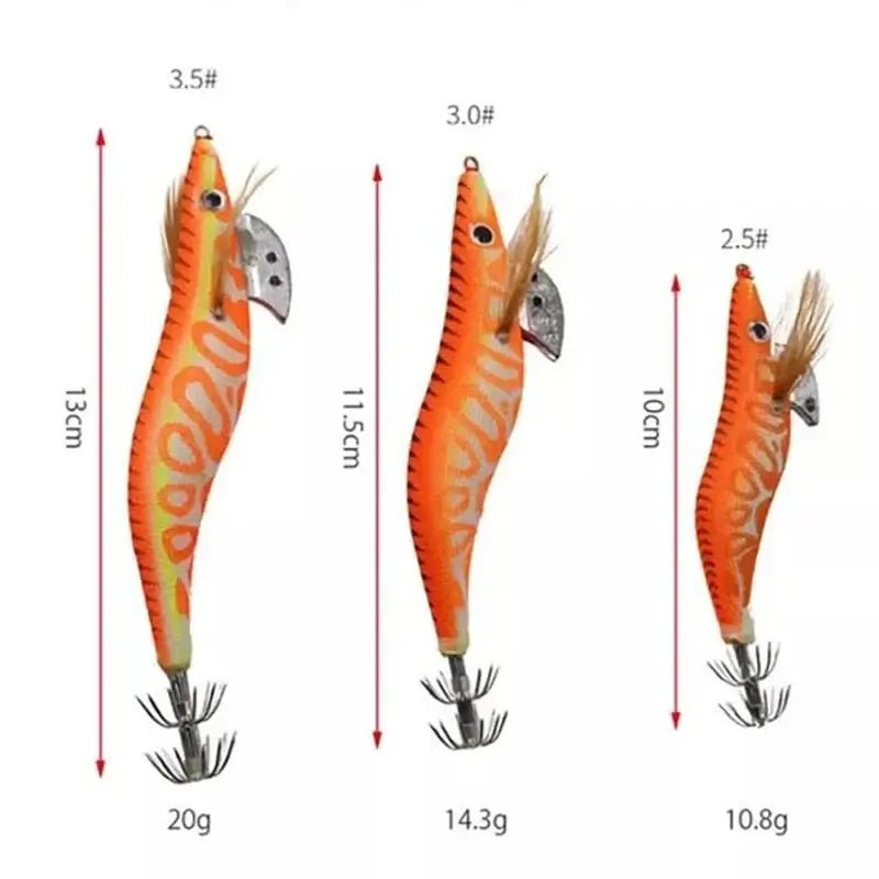 China China ZYZ  Squid Bait 2.5# 3.0# 3.5# 4.0# Luminous Octopus Hook Wood Shrimp Lures Simulation Sea Fishing Lure  Jigs Tackle