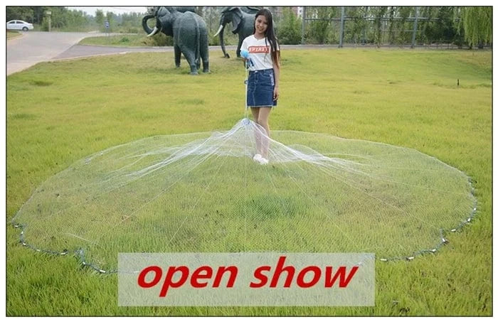 China Fishing Net 1.2-3.6m With Sinker or Without Sinker Catch Fishing Net USA Cast Nets Water Hand Throw Fly Fish Network Small Grid Tool